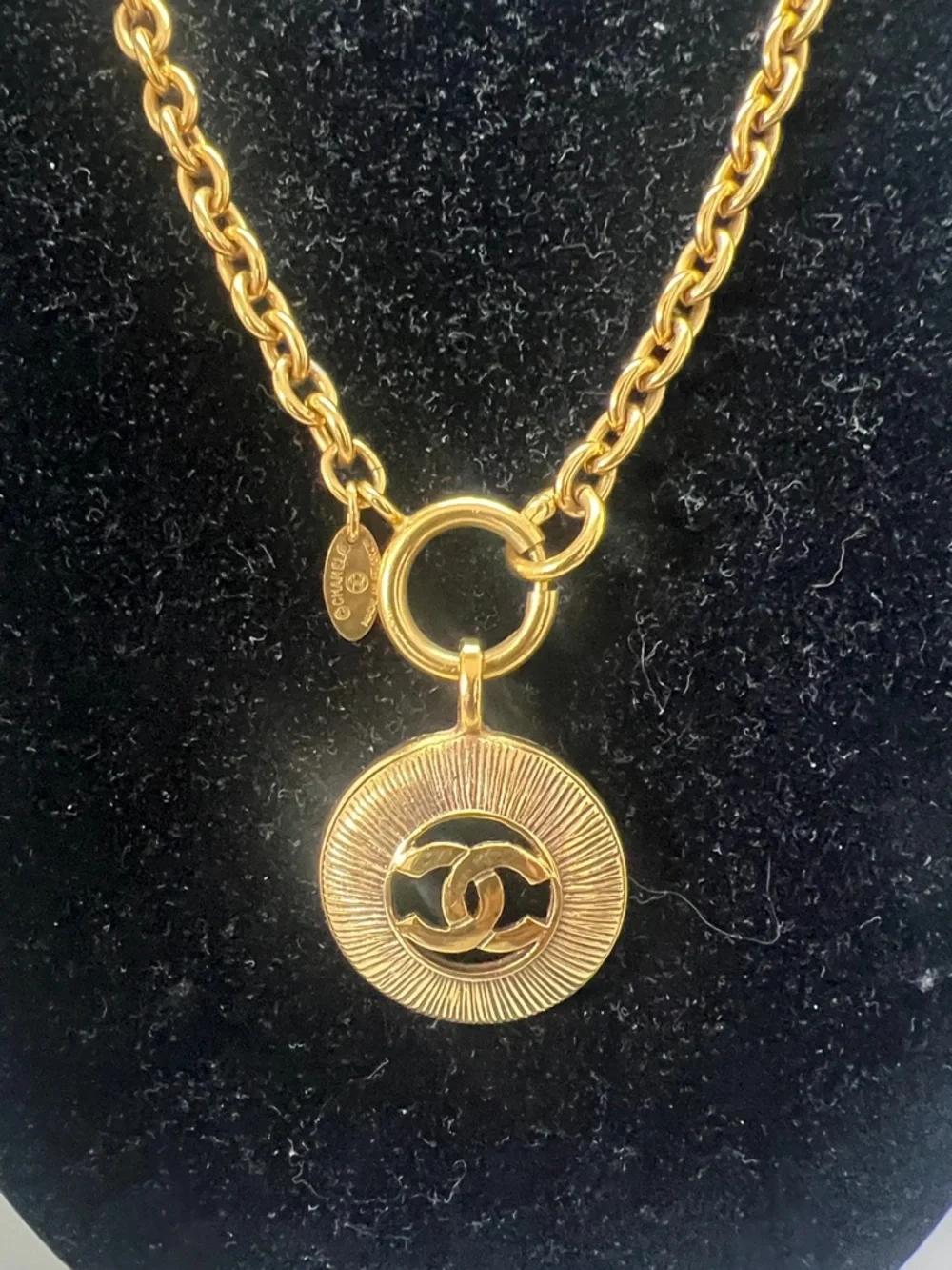 CHANEL 24kgp Chain Necklace with Round CC Medallion